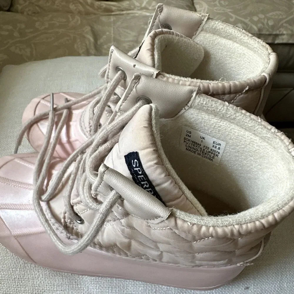 SPERRY Girl's Sperry Size 2M  7-8 Y O Duck Boot Pink Snow/rain